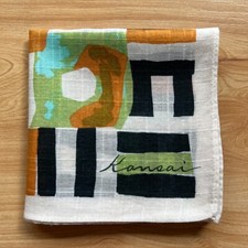 HANDKERCHIEF VINTAGE JAPAN ART GEOMETRIC COTTON MEN'S POCKET SQUARE 17" A1103