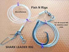  Shark Fishing Leader Rig 12/0 Circle Hook 480lb Cable 400lb Mono Coast Lock 6'