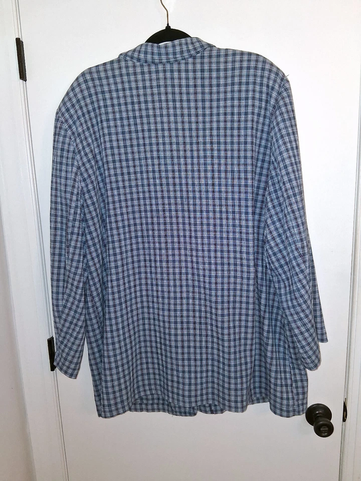 Blazer Koret Manga Larga Botón Frontal Azul Cuadros Mezcla Algodón Talla 24W Foto 2 de 4