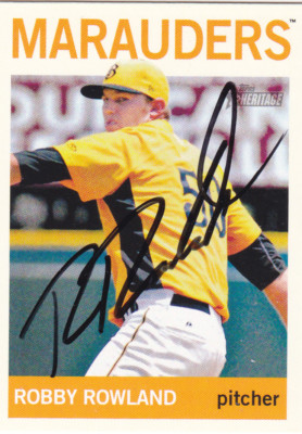 ROBBY ROWLAND BRADENTON MARAUDERS SIGNED 2013 HERITAGE MINOR