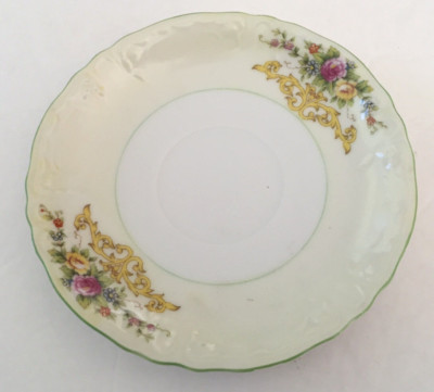 Embassy China Japan EMJ3 Yellow Scrolls Floral Green Trim - TEA CUP SAUCER