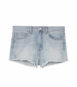 pink high waisted denim shorts