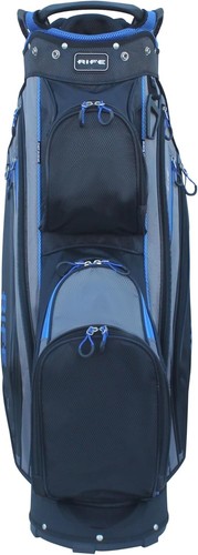 Rife RF-LITE Black and Blue 14 Way Cart Bag 9.5'' Lightweight Nylon Golf Bag - Picture 3 of 6