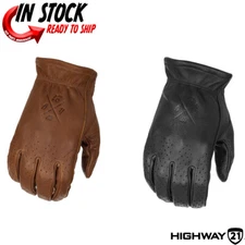 Highway 21 The Louie Deerskin Leather Motorcycle Gloves - Pick Size