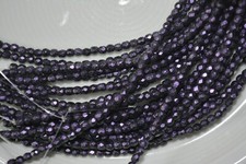 Czech Fire Polished 3mm round faceted glass beads - Polychrome Black Currant