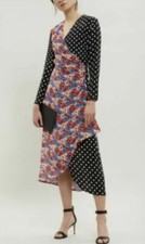 Rixo London 100% Silk Betty Cross Over Multicolored Midi Dress L Bnwt Rrp £329