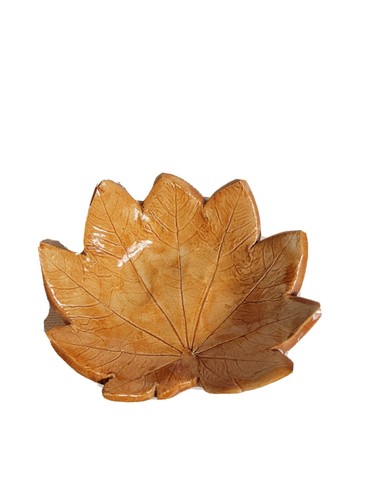 Leaf Shaped Porcelain Plate Bowl Orange Decor Decoration