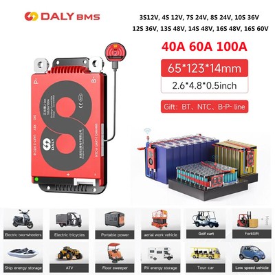 Daly Smart BMS LiFePo4 3S-16S 40-100A Li-ion BMS with Balance +Bluetooth Module