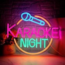 Karooke Night LED Light Sign 12" x 15”  Eco friendly in stock