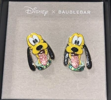 Baublebar x Disney Gold Tone Pluto Mickey’s Dog Crystals Stud Earrings Gift Box
