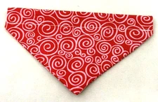 RED PINK SWIRL PRINT OVER COLLAR DOG, CAT BANDANNA  SIZE X-SMALL REVERSIBLE
