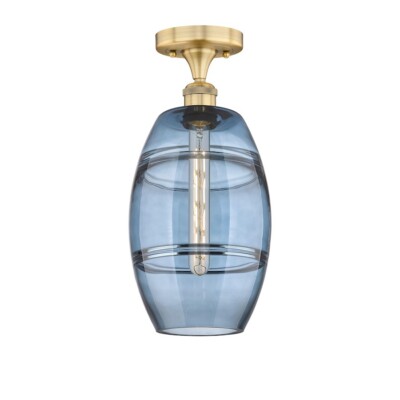 Innovations 616-1F Vaz 1Lt 8'' Semi-Flush Mount, Brass/Blue - 616-1F-BB-G557-8BL