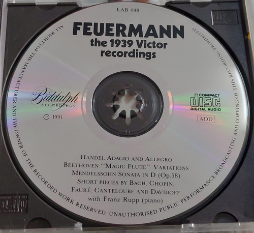 Emanuel Feuermann - The 1939 Victor Recordings Biddulph Lab 048 UK 1991 CD NM - Picture 3 of 3