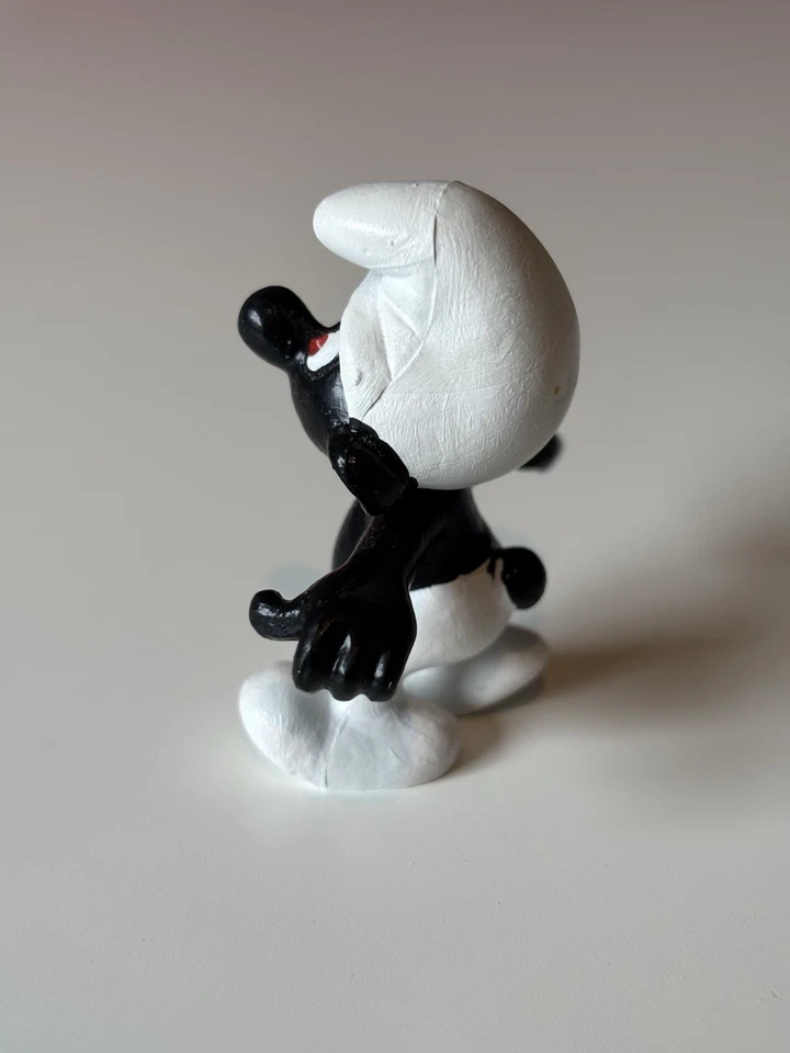 Pitufo negro enojado 1966 Peyo Schleich 20007 molde grande #4 dientes negros *RARO* Foto 3 de 4