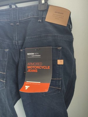 NEW 32 x 32 SHIMA Devon Motorcycle Jeans Slim Straight Armored Dark Riding Pants