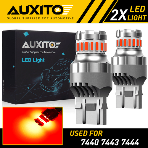 AUXITO 2 PIEZAS 7443 7440 7444 LED Rojo Parada de Freno Trasero Luz de Estacionamiento Bombillas Rojo Puro - Imagen 1 de 12