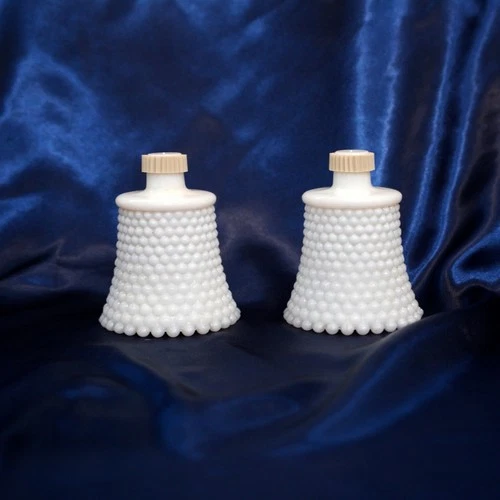 Set of 2 NEW Vintage White Milk Glass Hobnail Tulip Peg Votive Candle Holders