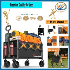 Heavy Duty Foldable Wagon Cart – Alloy Steel, 360LBS Capacity, Portable Black