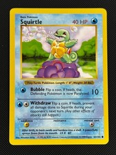1995 squirtle pokemon card value 63 102 Pokmon 63/102 1995,96,98 prevent all damage done to Squirtle during opponents next turn 1995 Squirtle Pokemon Card 63/102