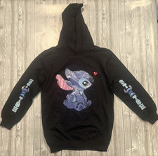 Disney Stitch Hooded Black Shirt Kids Size 130 (7 to 10 Year Olds) Lilo & Stitch