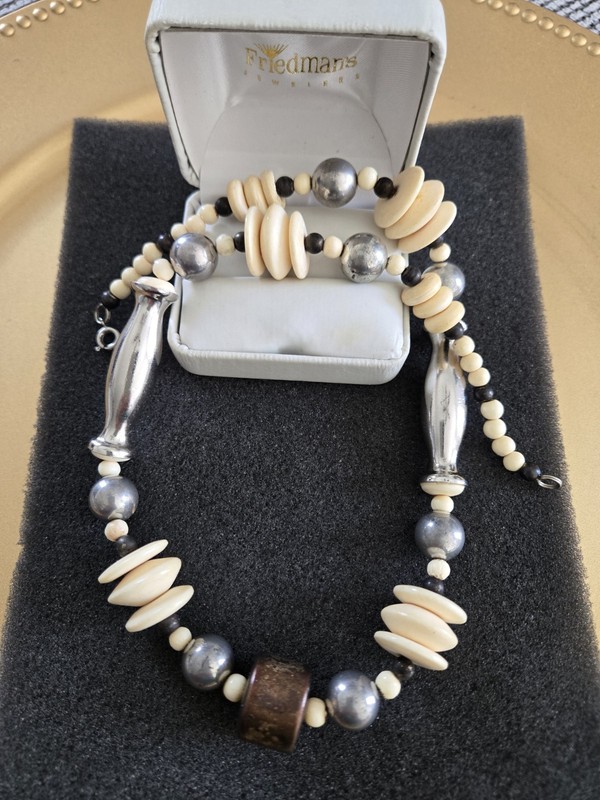 Vintage Beaded Necklace - Tribal / Boho Style Necklace Bone Beads?
