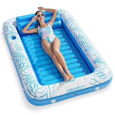 Inflatable Tanning Pool Lounger Float  4 in 1 Sun Tan Tub Sunbathing Pool Lou...