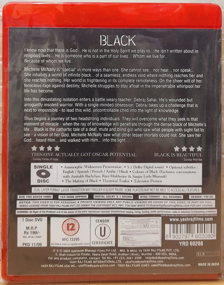 Black - Amitabh Bachchan, Rani Mukerji - Bollywood Hindi Movie DVD Special Editi - Image 2 of 2