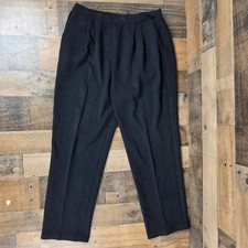 St John Basics Black Santanna Knit Pleated Pull On Pants Trousers Sz 10 Vintage