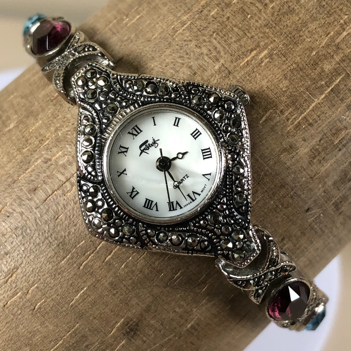 Faberge Marcasite Women\'s Watch with Silver and Black Design Ladies Vintage Faberge Quartz Watch - Etsy main image 3