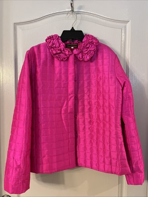 F Silk Ladies Quilted Hot pink Blazer Jacket Size M/L New