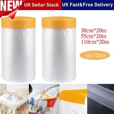 1/2 Rolls 20m Pre-Taped Masking Film Masking Tape Roll For House Painting Cover