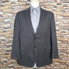 Stafford Jacket Blazer Mens 44R Gray Herringbone Elbow Patches Wool