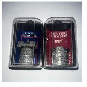 2 Pewter Thimbles w/ Cases - Royal Palace Budapest & Stone Mountain Park USA