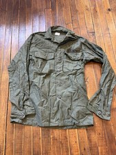 Vintage US Military OG-107 Cotton Sateen Utility Shirt Men Olive Drab Green DS