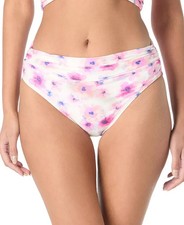  62 Carmen Marc Valvo Women's Shirred Side Swimsuit Bottoms White Small eau1725c