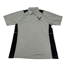 Heather Gray / Black C8 Corvette Polo Shirt  GM Licensed 