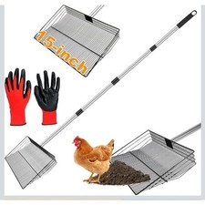 Large Chicken Poop Scooper,15 Inch Coop Scoop Chicken Coop Rake Shovel s8