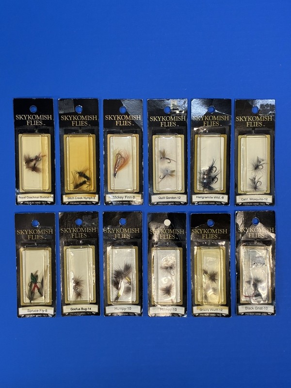 12-Vintage Assorted Fishing Flies for Trout & Salmon New Old Stock Skykomish NIP