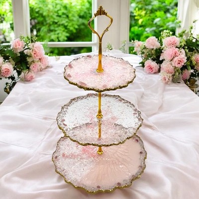 Etagere 3-stöckig Rosa Gold Resin Cake Stand Cupcake Stand Tortenstand