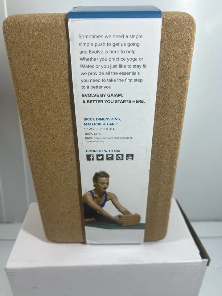 Ladrillo de yoga de corcho ecológico Gaiam Evolve-9" X 5 1/2" X 3"- NUEVO Foto 3 de 4