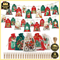 Adventskalender StoffsäCkchen 24 Stk Wiederverwendbar DIY Rot-GrüN Weihnachten