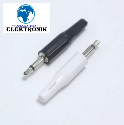 THAMTRANK Mono Klinkenstecker 2,5x11mm / 3,5mm.x14mm. 2-polig Weiss/Schwarz Löt-Montage