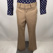 Vintage Bell Bottom Pants Mens 34 32 Polyester Leisure Suit 60s 70s Disco MCM