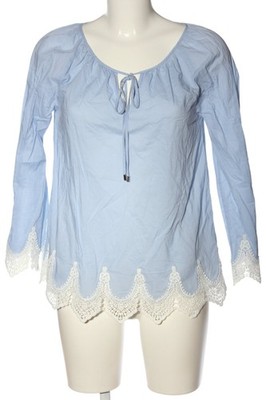 HALLHUBER Langarm-Bluse Damen Bluse Gr. DE 34 blau-weiß Casual-Look