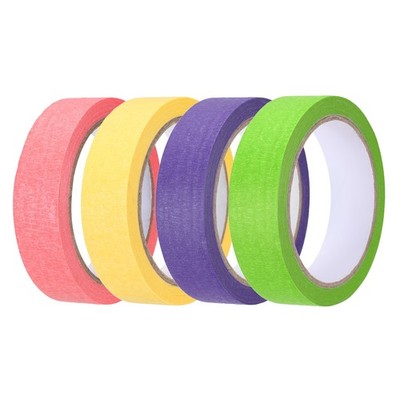 4pcs 1'' x 22 Yard Colored Masking Tape, Pink Yellow Purple Green
