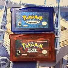 Pokemon: Ruby & Sapphire Bundle BOTH GAMES! Authentic with NEW SAVE BATTERY! GBA