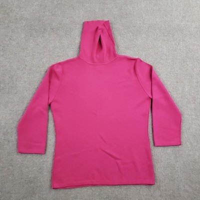 QUEST-CE QUE C'EST? Sweater Womens Medium Pink Turtleneck Pullover Viscose Nylon