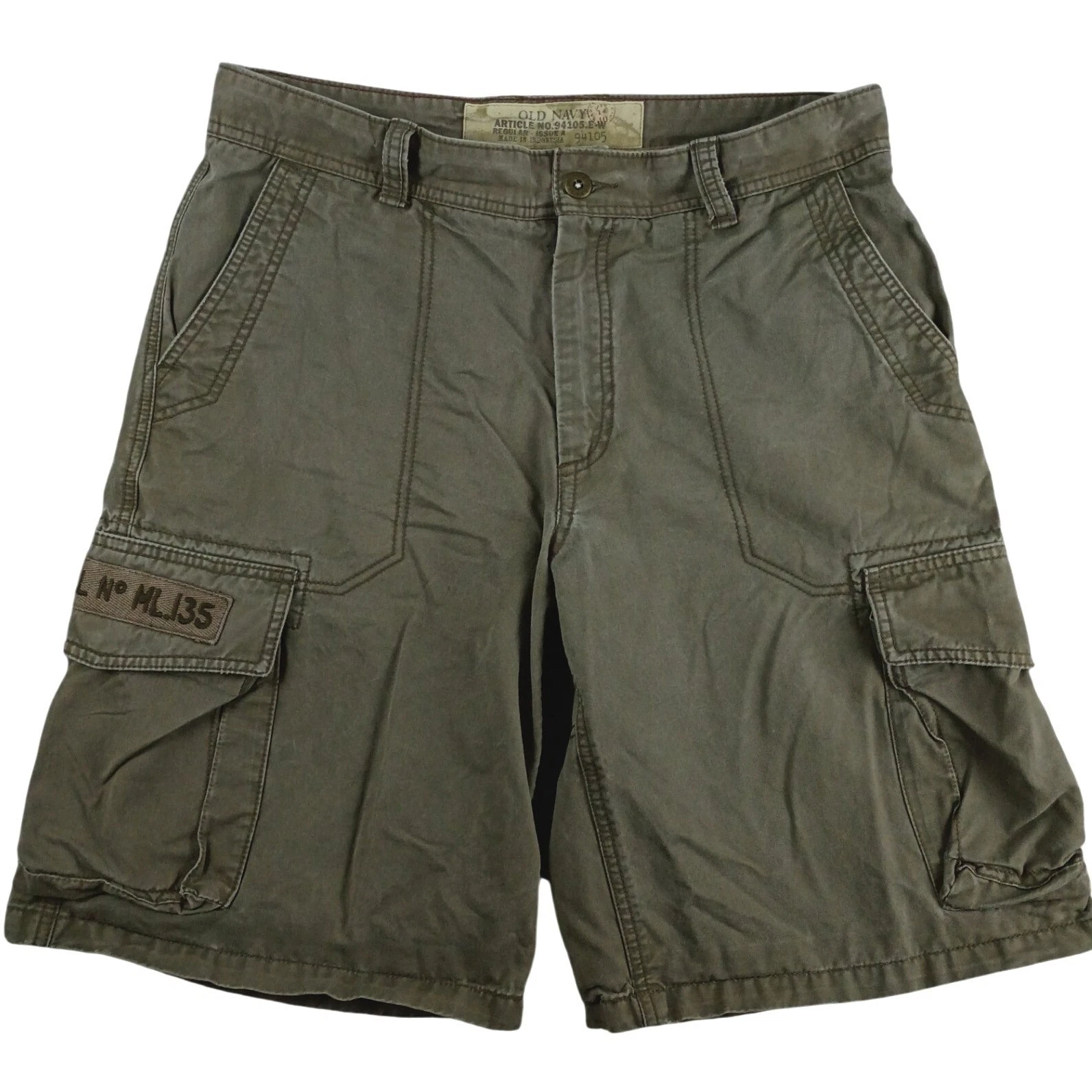 Old Navy Vintage Cargo Shorts Mens 34 Olive Green Military Utility Thick 94105