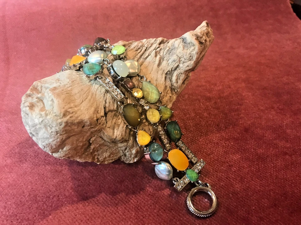 Pulsera Diseñador Gemmy Multicolor 3 Cadenas Elegante Joya Diaria Perfección Foto 2 de 4