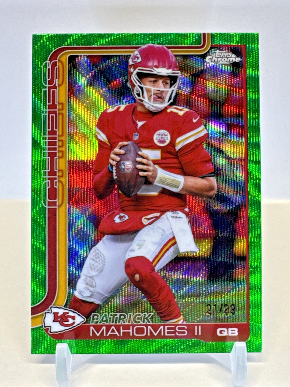 2025 Topps Chrome Football - Patrick Mahomes - Green Wave /99